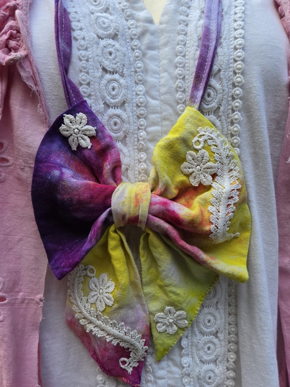 Handmade Storyteller Bow Necklace by BOWHEMIAN Hand Dyed Linen